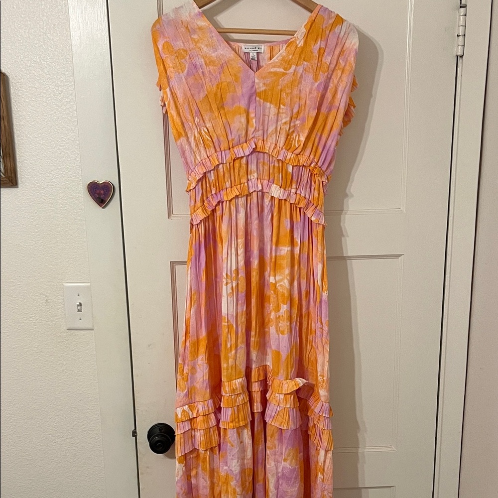 Current Air Orange and Pink V-Neck Dress